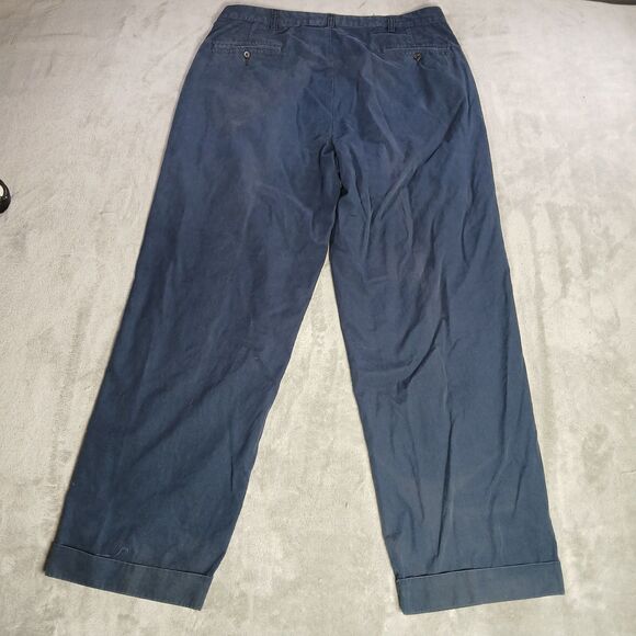 Polo Ralph Lauren Pants Mens 36x30 Blue Classic Fit Cotton Cuffed Chino Preppy - Picture 5 of 12
